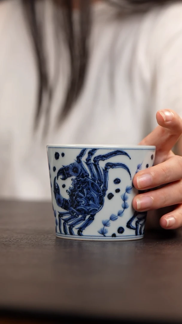 素月明河螃蟹直口杯