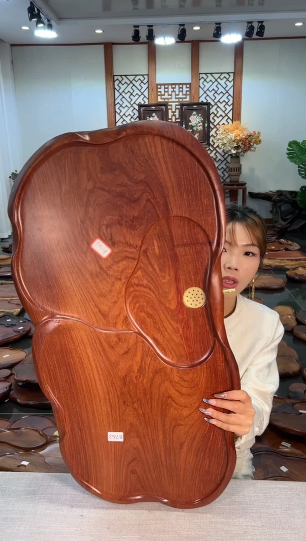 【闪购商品】大果紫檀（缅甸花梨）茶盘8763