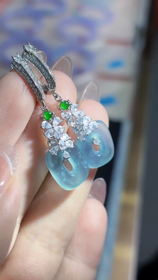 【闪购商品】翡翠耳饰银S925镶嵌多样性发其一