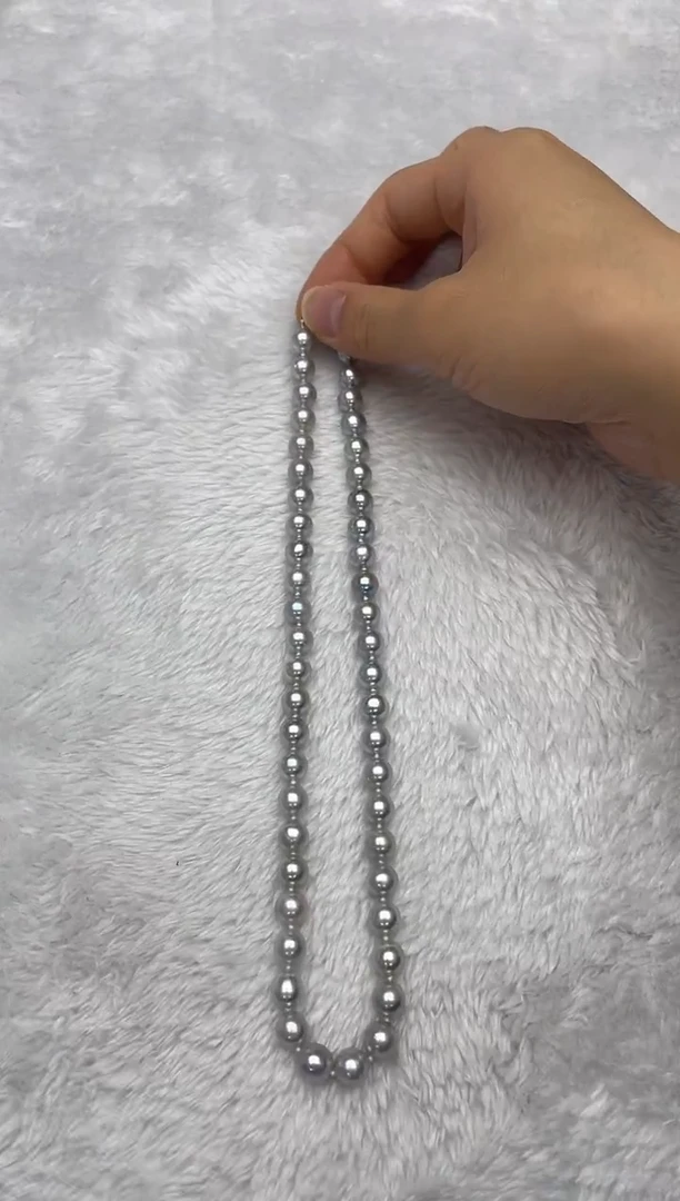 项链银S925镶嵌海水珍珠AK真多麻8-8.5mm