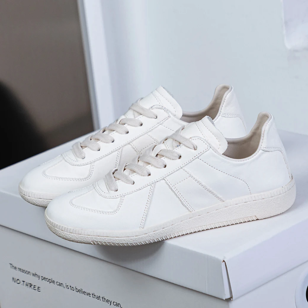 【新旺女鞋】休闲真皮德训小白鞋百搭2025新款潮流舒适防滑防臭增高