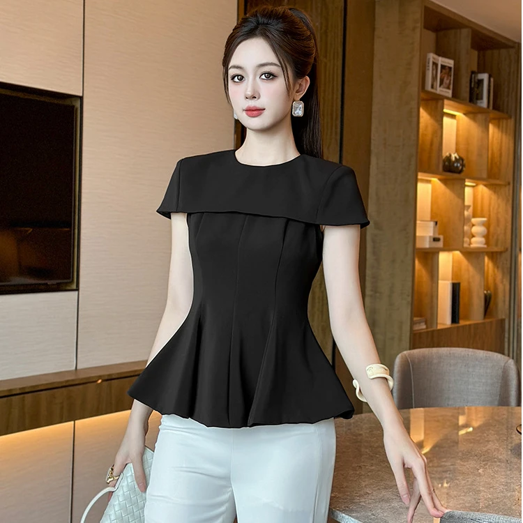 2025夏季新款法式设计感气质时尚收腰显瘦上衣百搭别致小衫45201