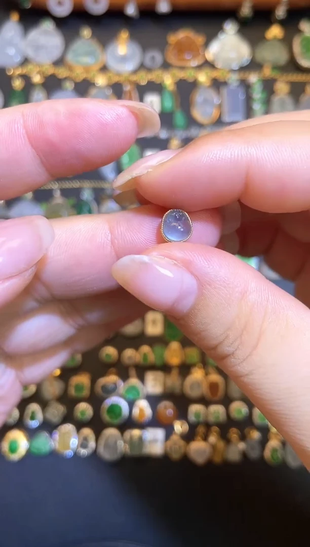 翡翠18K金镶嵌吊坠(不含链)1