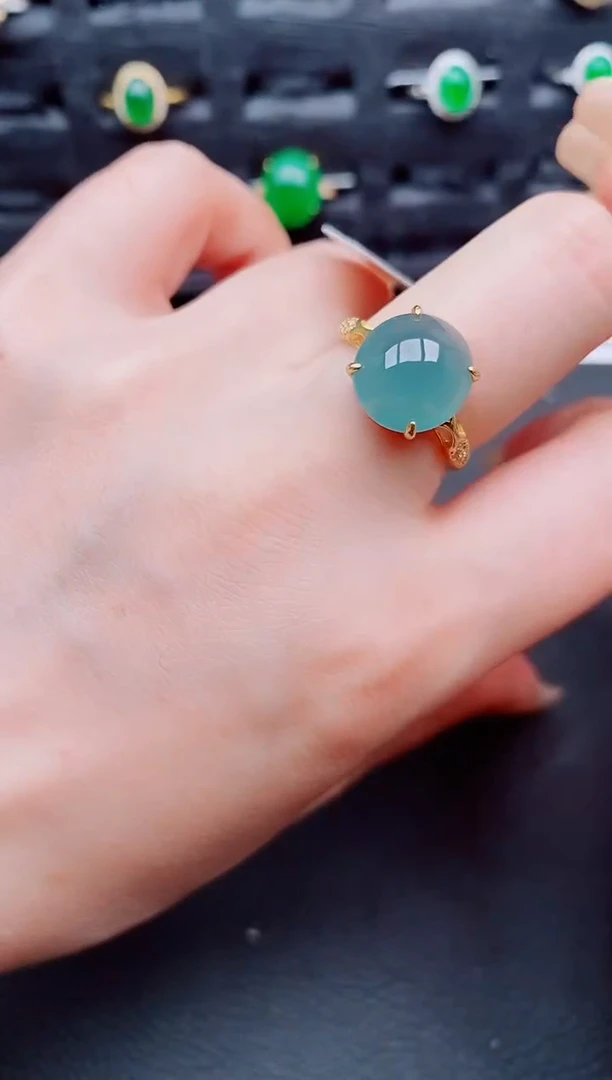 翡翠戒指银S925镶嵌天然a货翡翠227