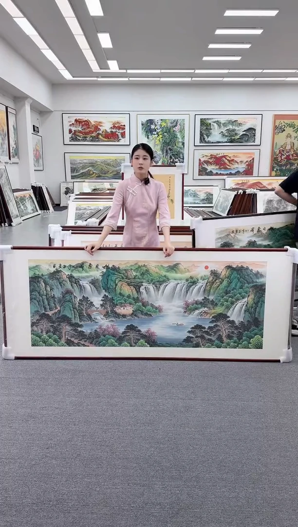 国画手绘 旭日东升  219*88