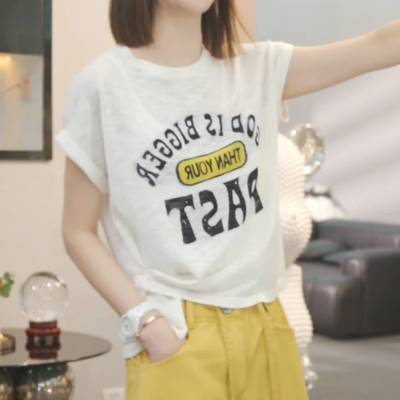 【柏林之声】2025夏季新款时尚显瘦气质设计师上衣T恤LK2503886