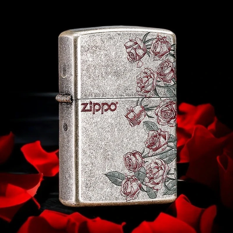 zippo打火机热恋告白玫瑰古银彩印官方防风表白情人节礼物送男友