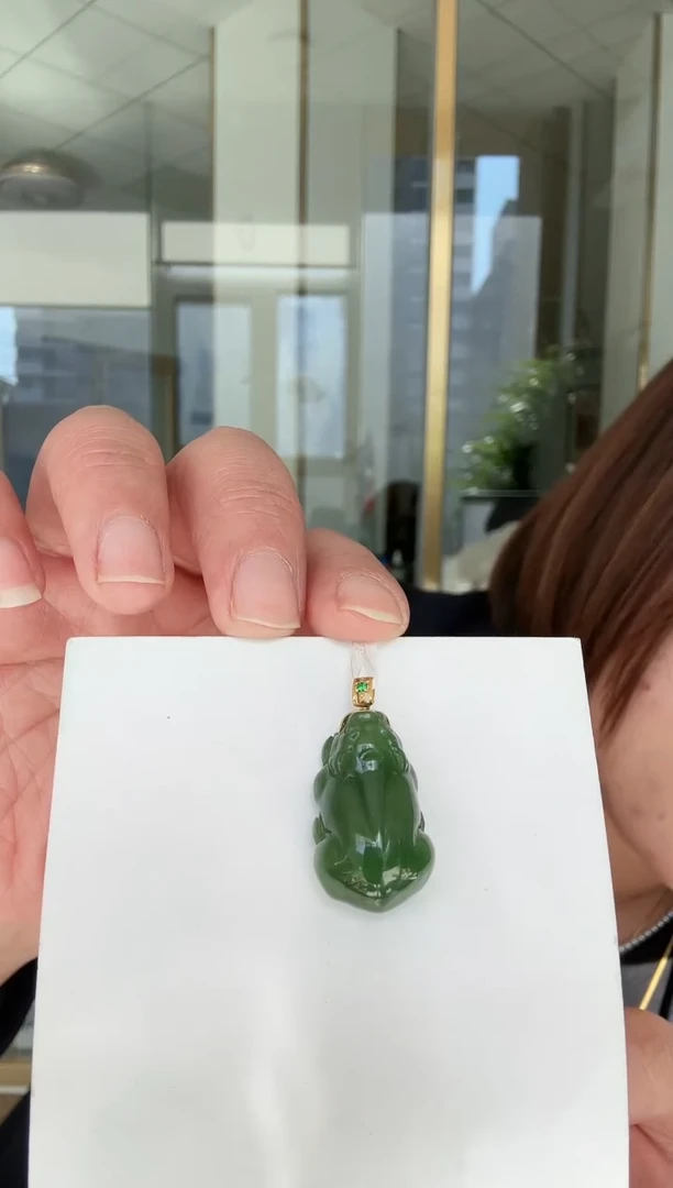 【闪购商品】和田玉吊坠18K金镶嵌吊坠