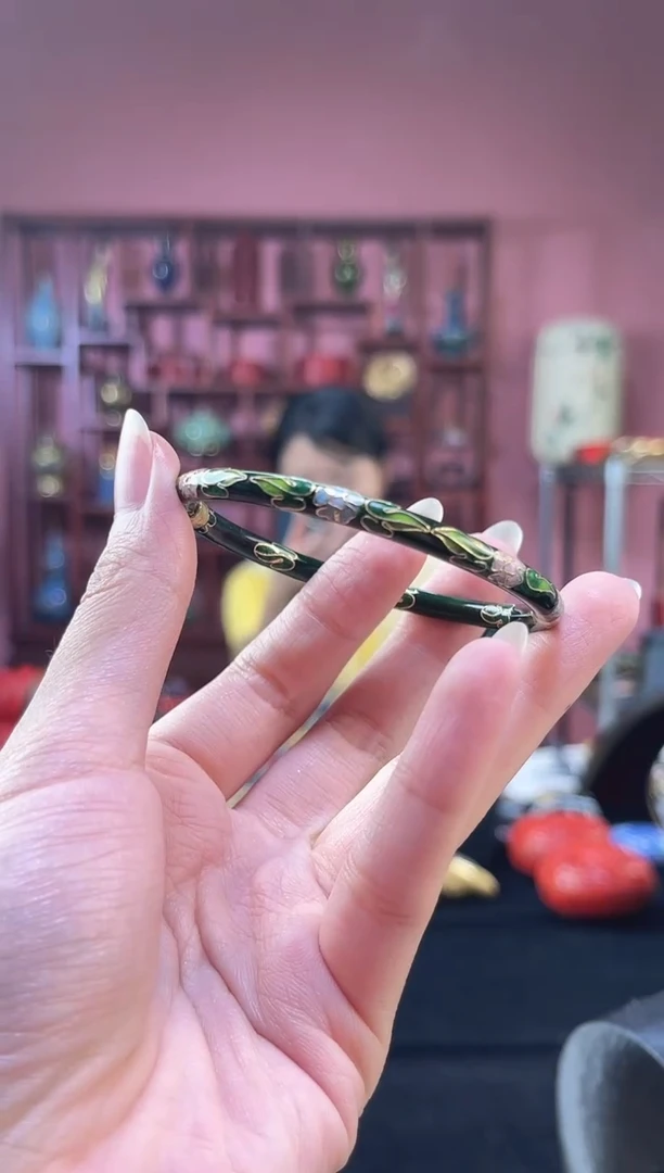 非遗技艺 景泰蓝手镯 绿色