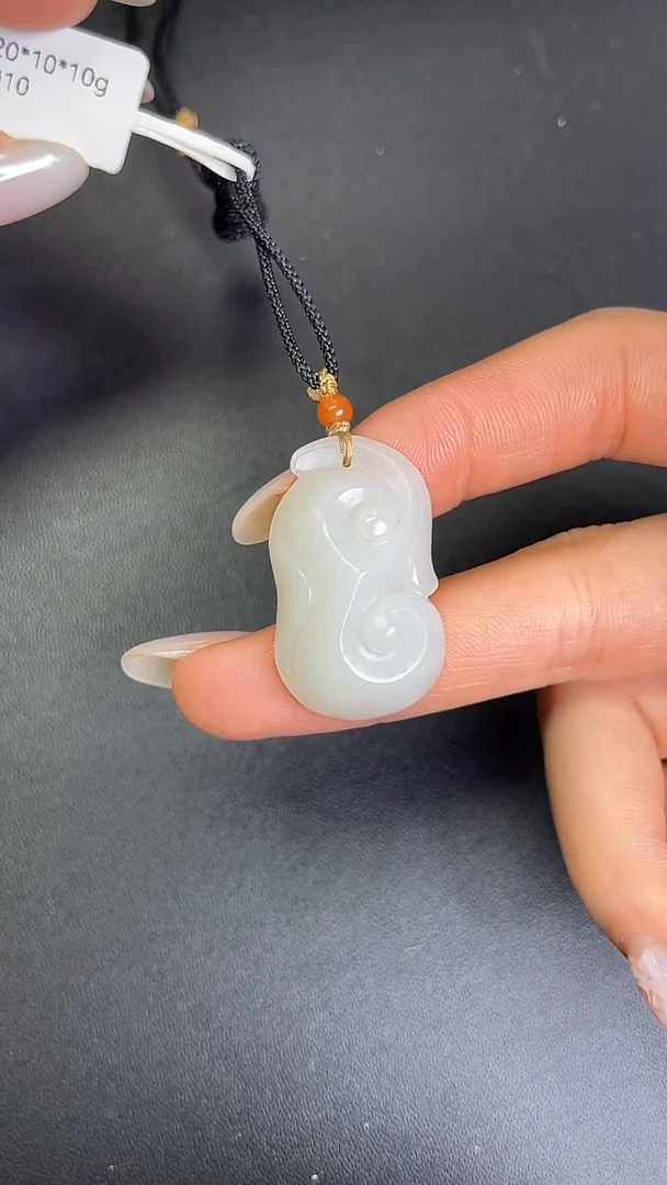 颈饰未镶嵌和田玉白玉如意灵芝吊坠709010