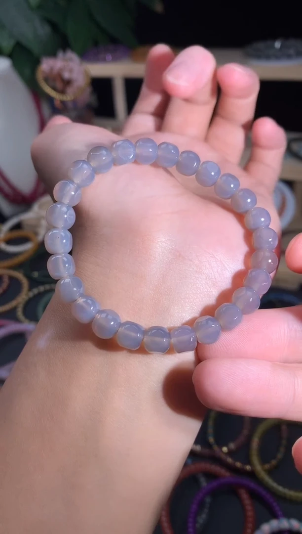 玛瑙/玉髓手串未镶嵌冰烟紫玛瑙方糖手串
