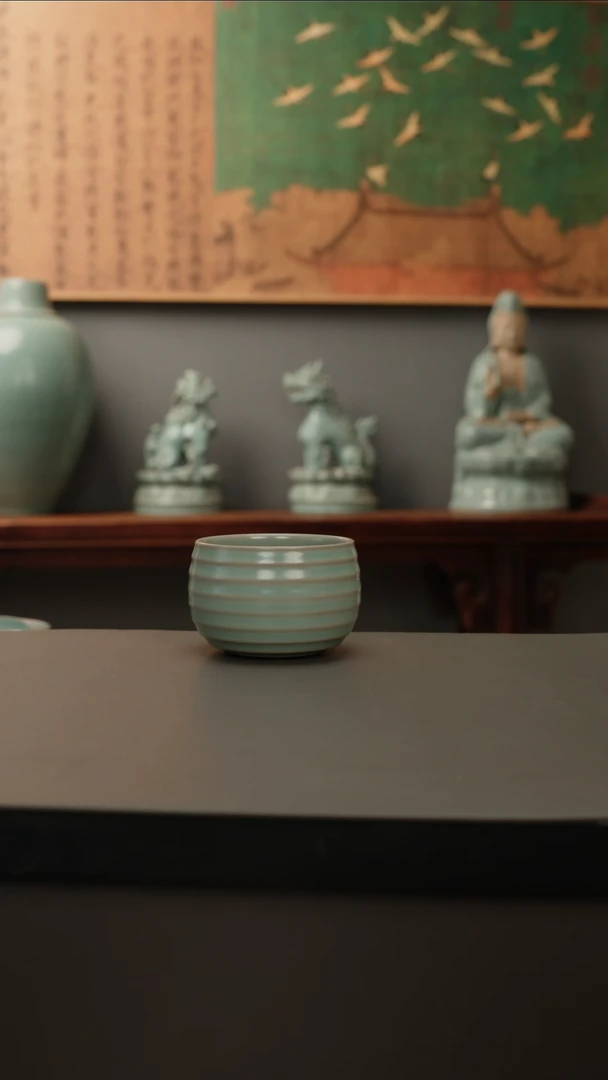 【闪购商品】杯仿古釉原矿  弦纹龙蛋  微瑕