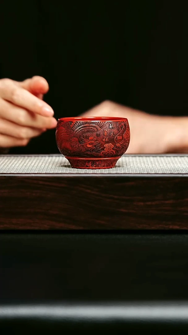 茶杯紫砂宜兴紫砂 主人杯龙凤呈祥 大红袍h475