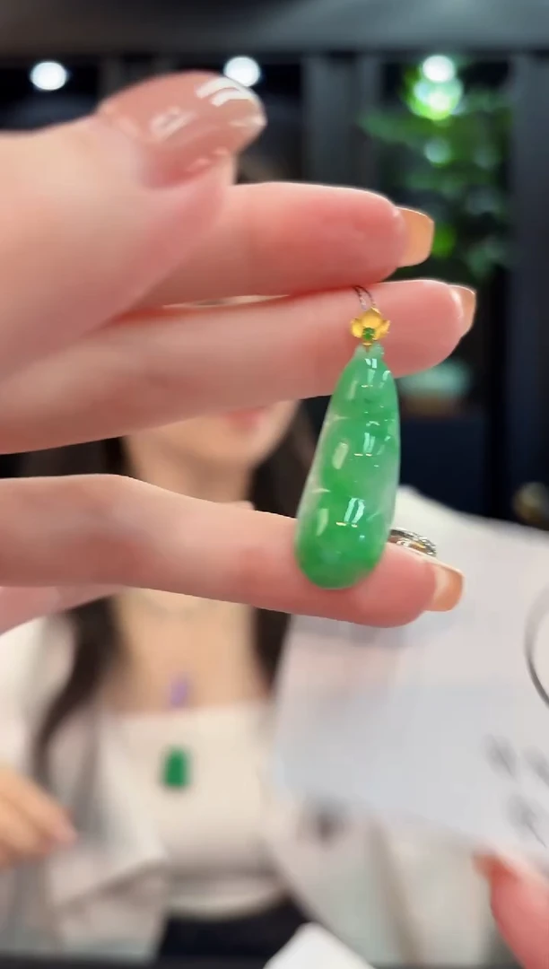 吊坠(不含链)18K金镶嵌翡翠 缅甸A货/支持复检/一件