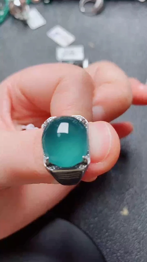 翡翠戒指银S925镶嵌1111