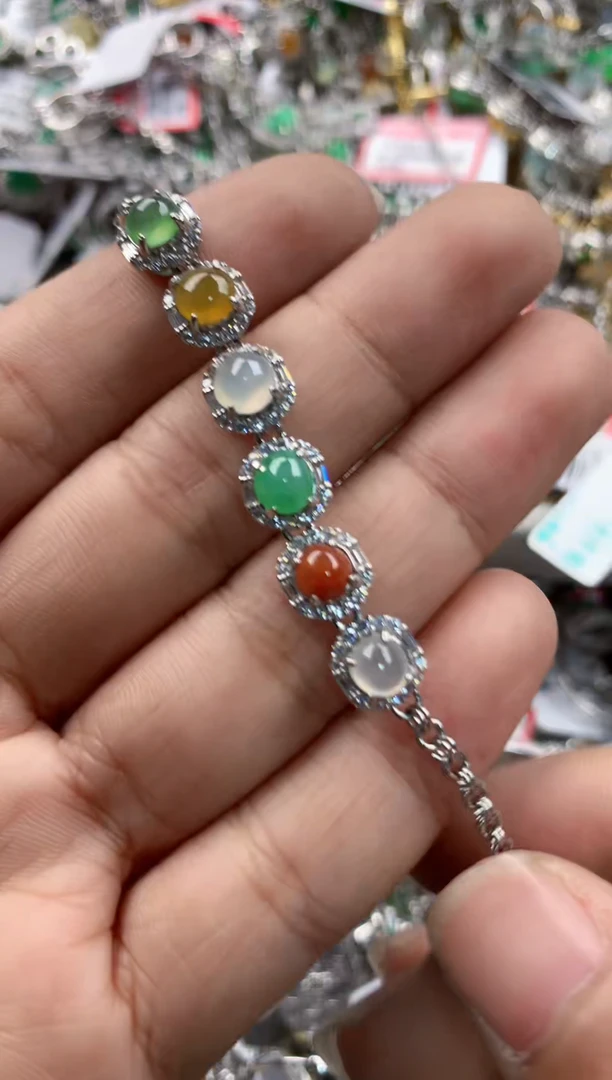 银S925镶嵌戒指翡翠777               7