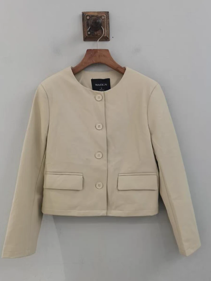 pyjaq001麦寻2025春新款时尚百搭休闲圆领短款外套女衣长50