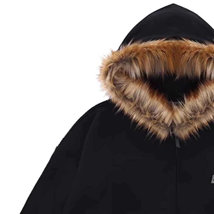 潮牌美式复古毛领加绒开衫连帽卫衣男女秋冬季情侣外套宽松潮流