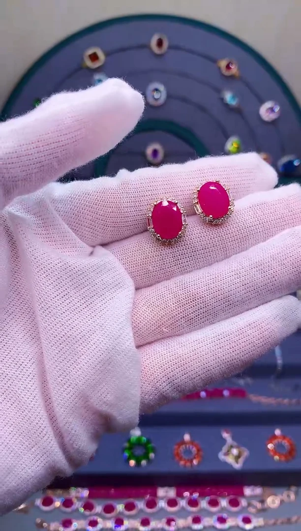 【闪购商品】红宝石耳饰银S925镶嵌2