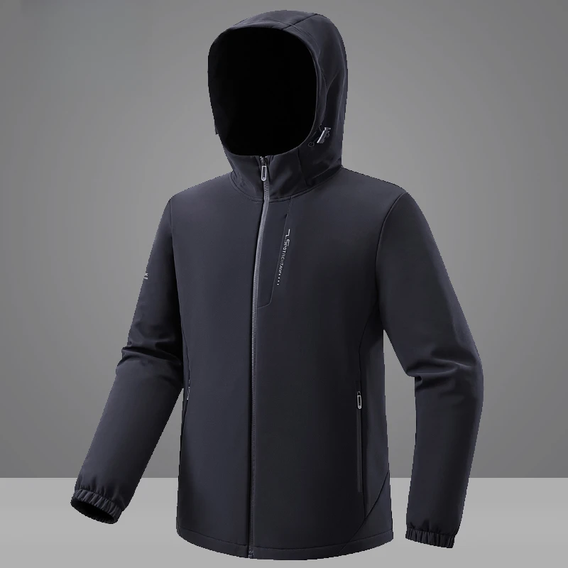 秋冬季休闲运动防风防泼水软壳衣情侣款户外登山徒步连帽保暖外套