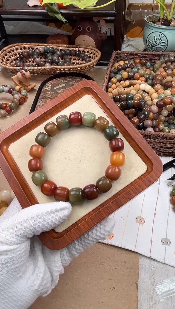 手串菩提根/象牙果a702卡15 干磨玫瑰微瑕