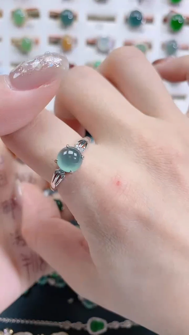 银S925镶嵌戒指翡翠天然翡翠