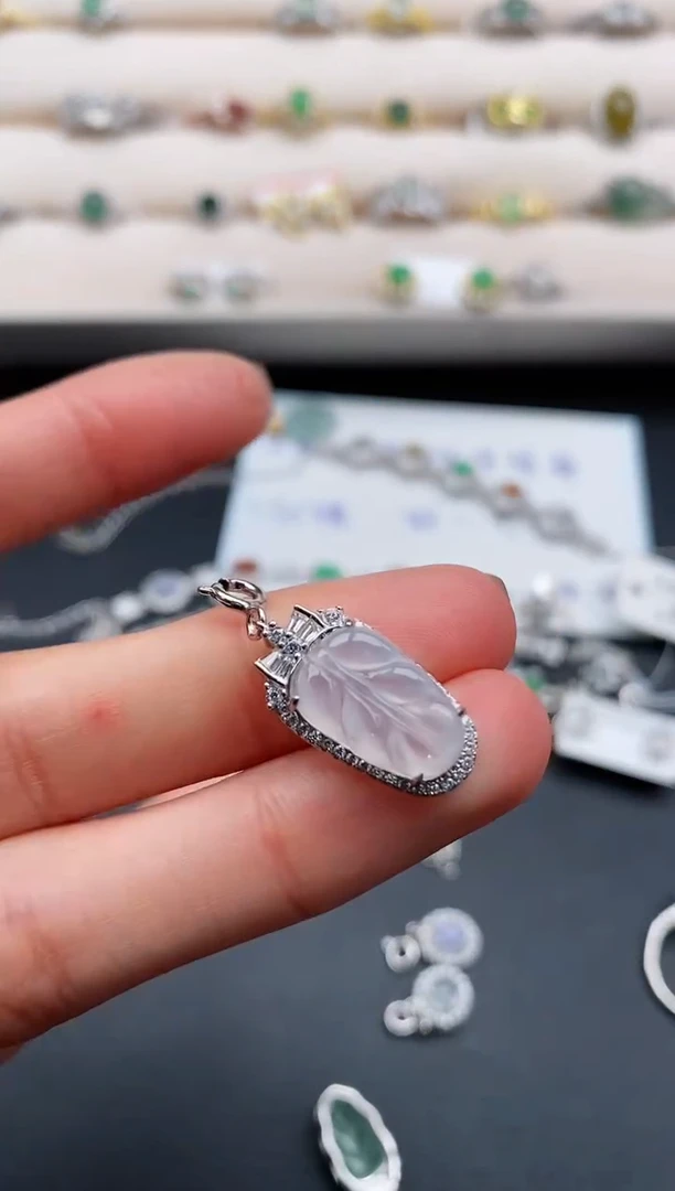 银S925镶嵌戒指翡翠缅甸天然A货翡翠44 1-2