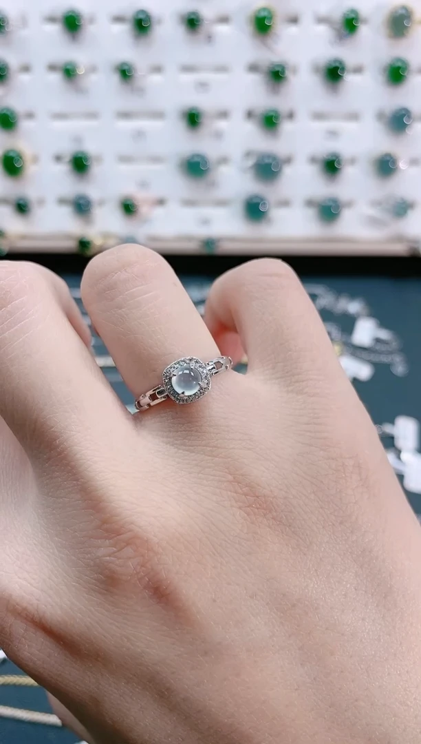 【闪购商品】翡翠戒指银S925镶嵌天然翡翠