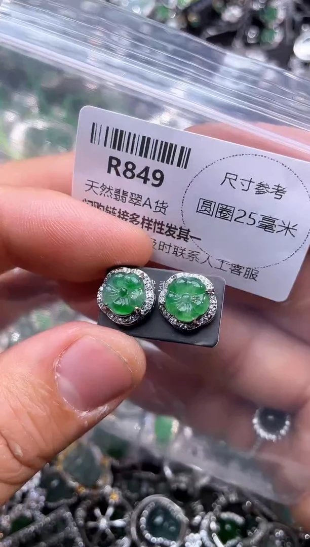 【闪购商品】翡翠颈饰未镶嵌R849耳钉