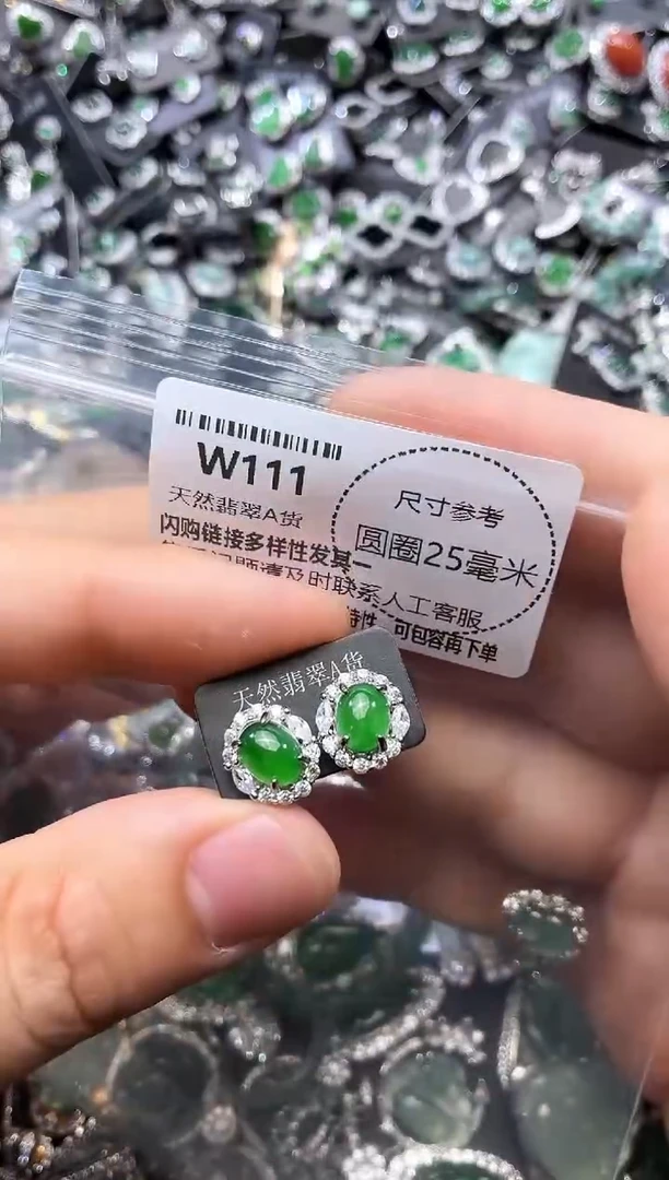 翡翠未镶嵌颈饰W111耳钉