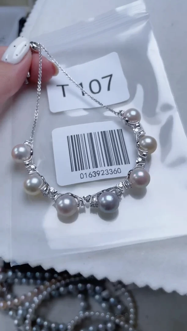 银S925镶嵌海水珍珠手链T107