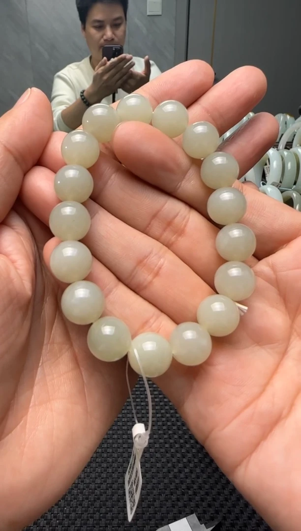未镶嵌手串和田玉青白玉手串卡12