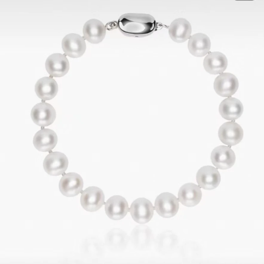 【珍辉珠宝】(天女光  极光  无核）手链S925银淡水珍珠6.5-8mm