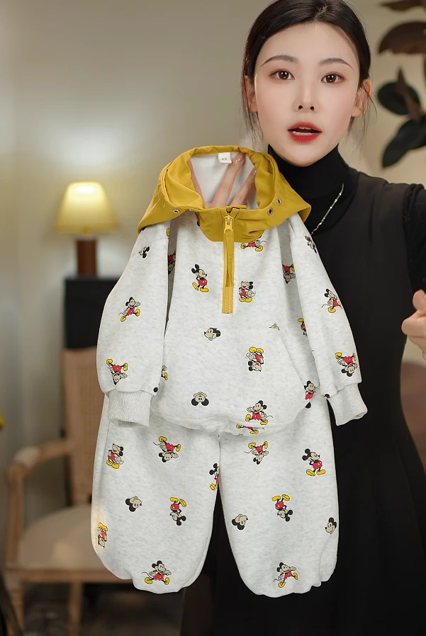 【JD】2025春秋季新款儿童卡通米奇时尚休闲套装88219