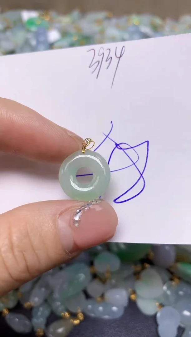 【闪购商品】翡翠挂件18K金镶嵌 天然翡翠A货