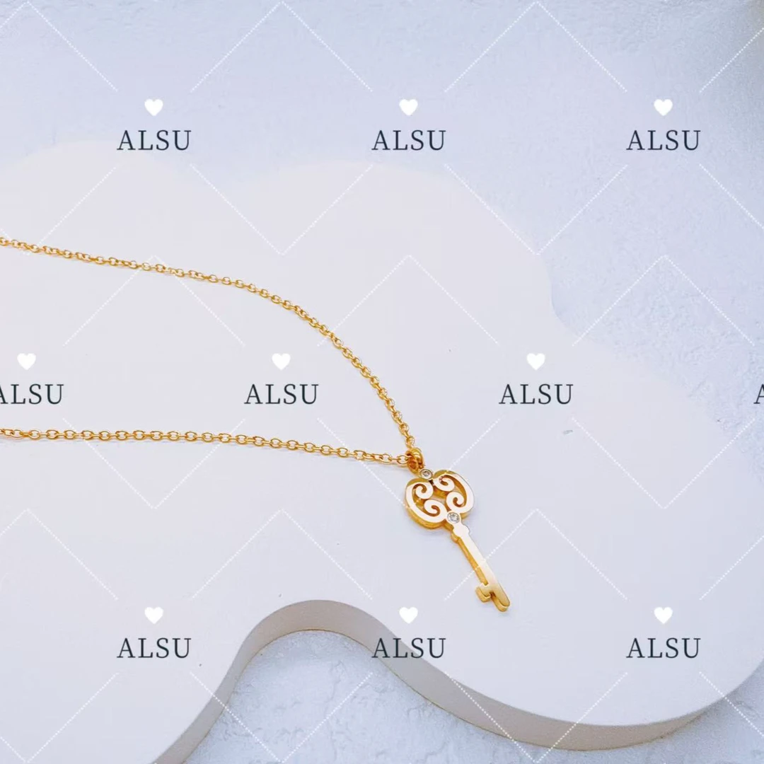 合金项链 ALSU原创经典民族风小钥匙锁骨链时尚金色气质简约