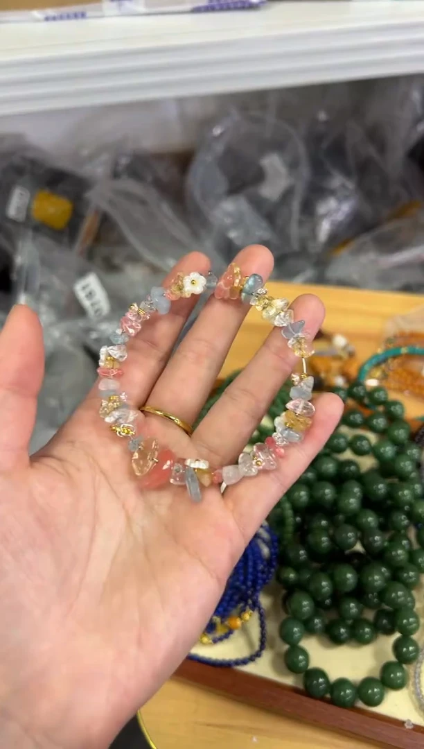 【闪购商品】水晶手链未镶嵌前程什锦碎冰冰水晶手镯[0806]