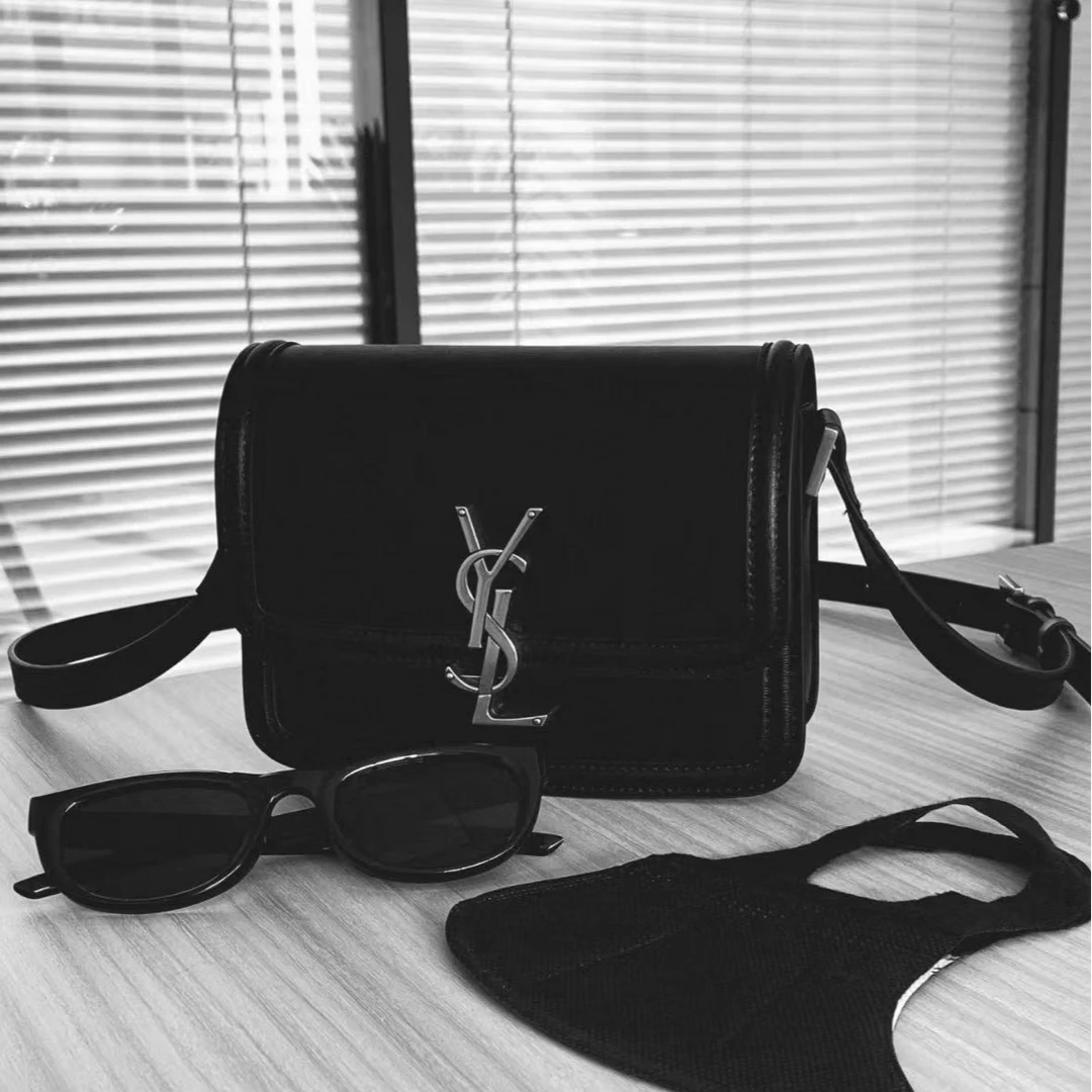 95新 YSL/圣罗兰 GGS豆腐包黑银马毛拼皮单肩包 76556666
