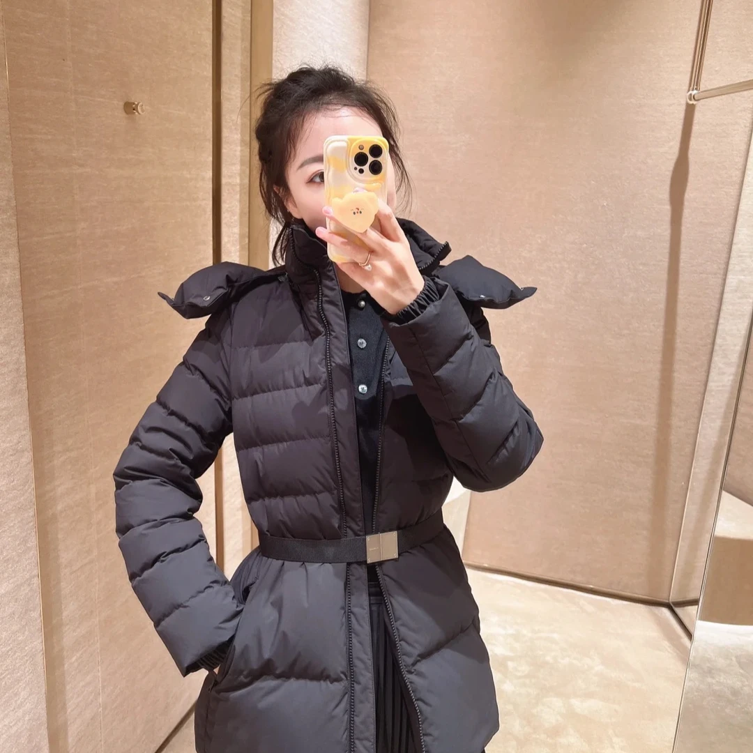 2024新款显瘦拼接格纹连帽防寒保暖外套