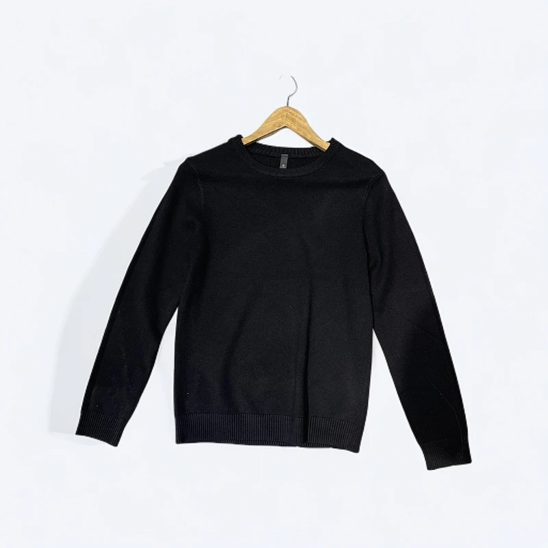 春季纯色针织短款随身圆领毛衣针织衫黑色男士百搭时尚休闲