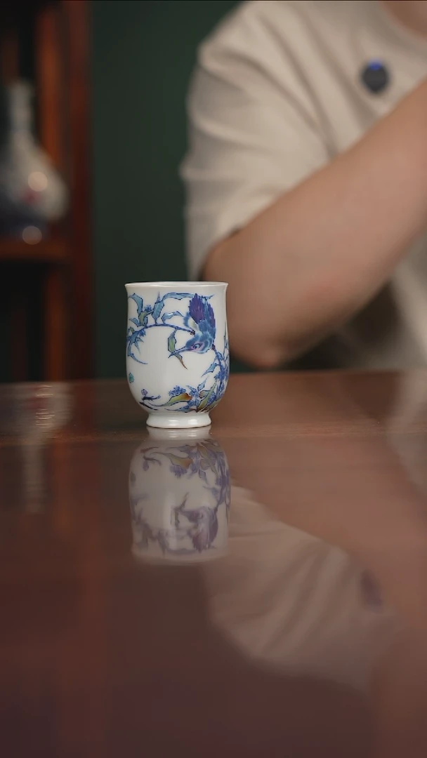 空山明月 青花斗彩 单翠