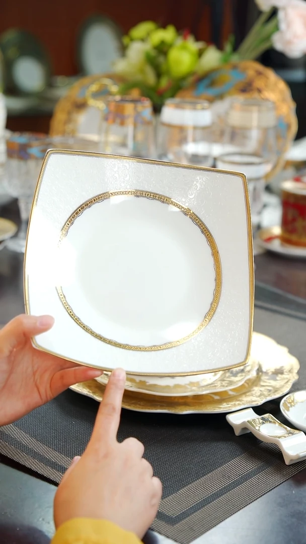 瓷片静*生8.2寸方形深菜盘2个 福利价