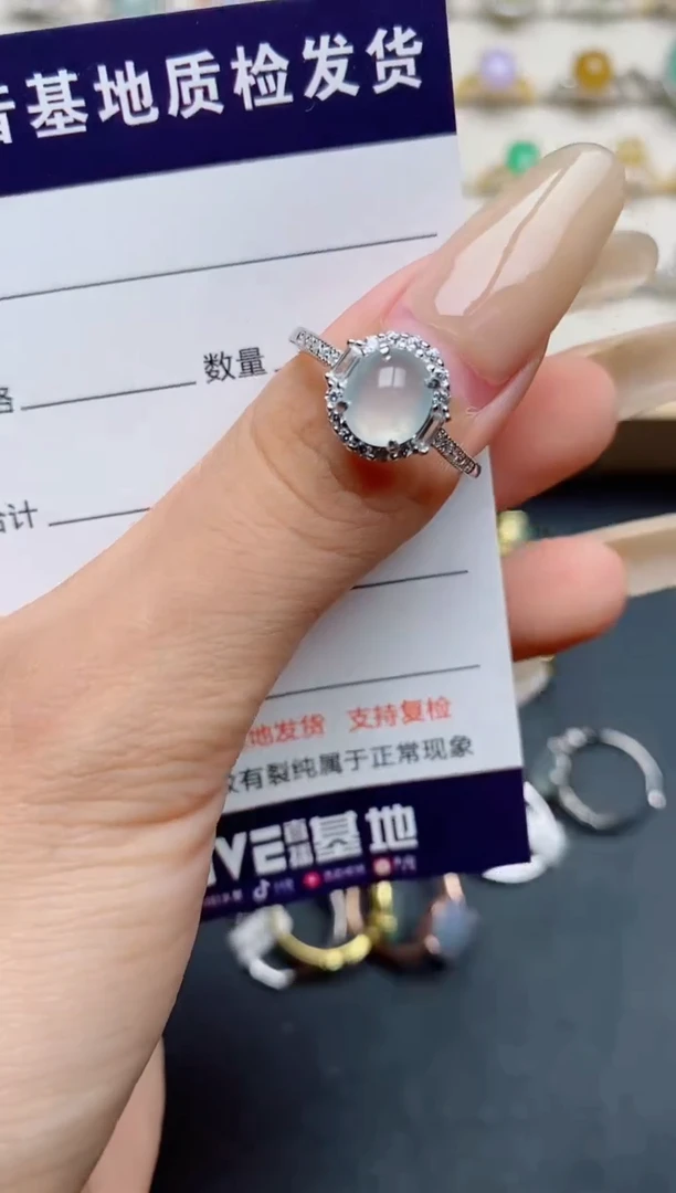 翡翠戒指银S925镶嵌.