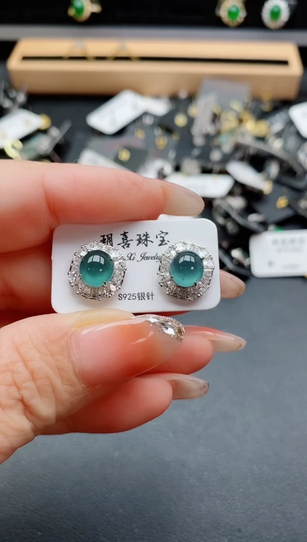 银S925镶嵌戒指翡翠1