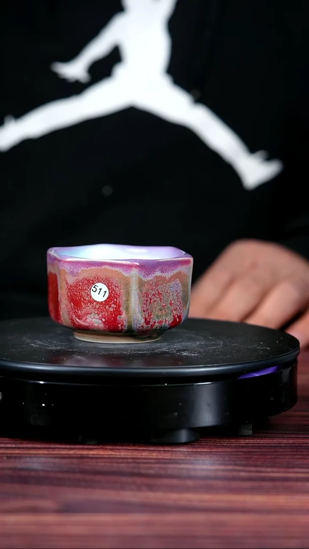 511#李朝斐一级品原矿钧瓷六角杯