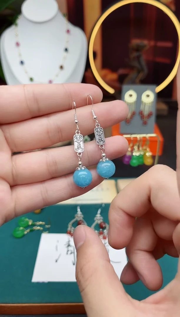 玛瑙/玉髓耳钉银S925镶嵌X123000