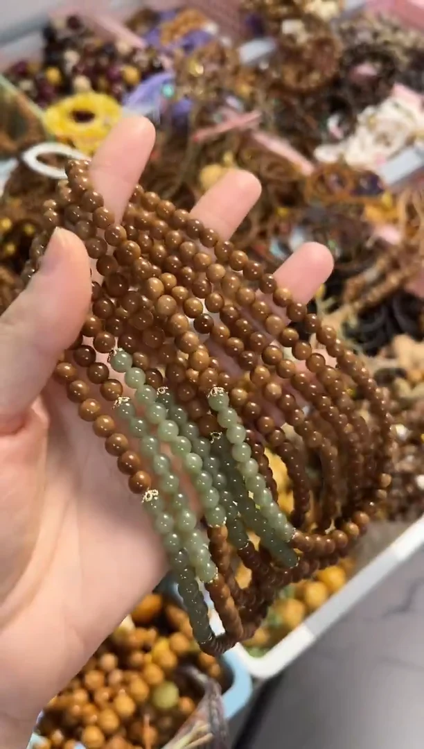 未镶嵌手串和田玉库克圆珠6mm搭配和田玉双圈