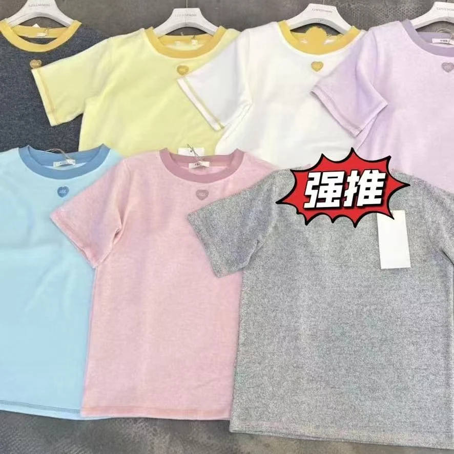 【蛋家&七彩彩虹T恤短袖】早夏韩系拼接爱心刺绣短袖