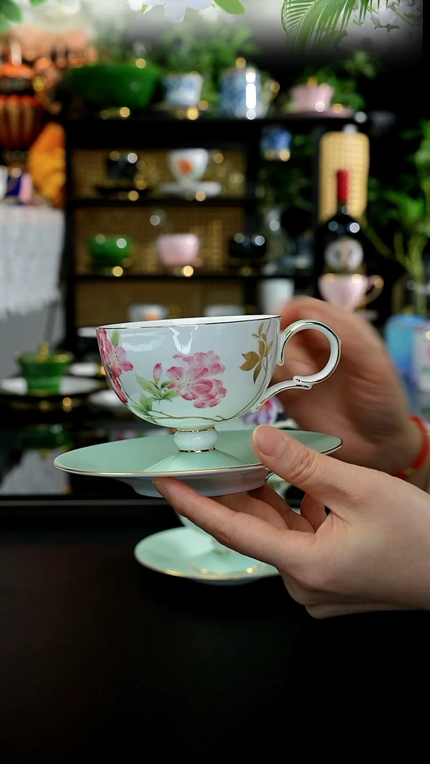 茶咖杯碟------海棠花
