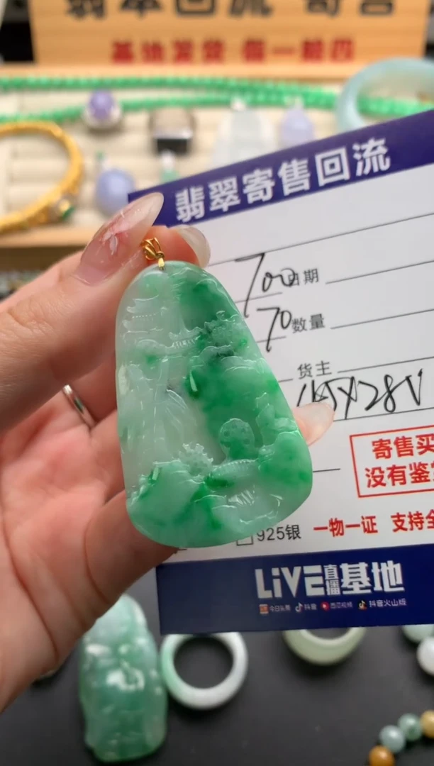 翡翠18K金镶嵌颈饰10136297